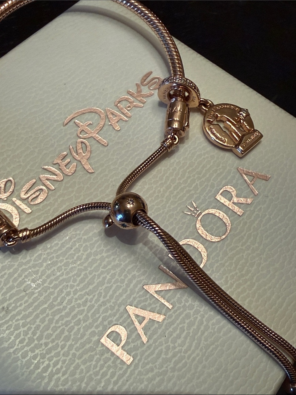 Disney Parks Pandora Rose Gold Charm Slider Bracelet and charms - Picture 8 of 8